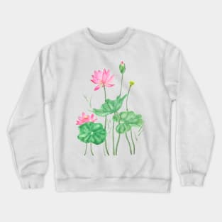 pink lotus flowers watercolor Crewneck Sweatshirt